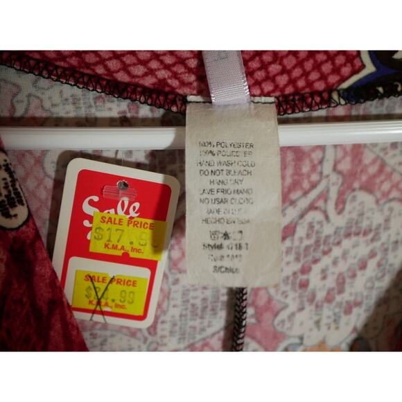 Purple Rain Dress Small Red Paisley Bodycon 3/4 Sleeve Midi Vintage USA - Picture 8 of 9